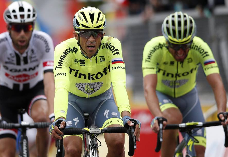 Durante la tappa  caduto per il secondo giorno consecutivo Alberto Contador. Epa